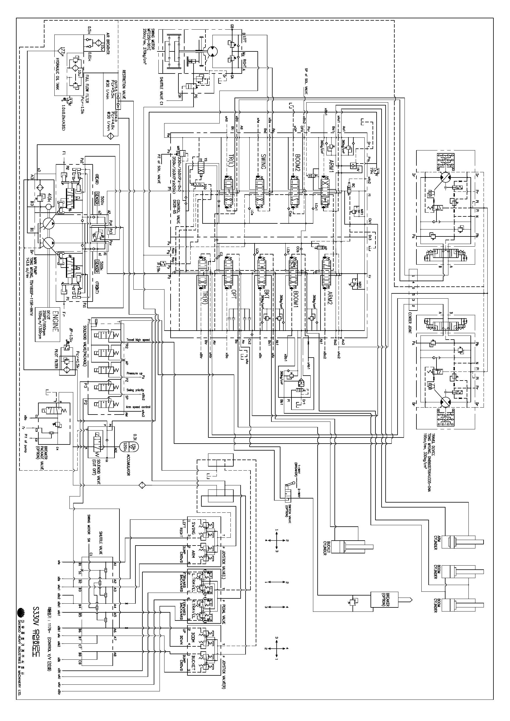 S330V Hydraulic Circuit Diagram Schematic Daewoo Doosan
